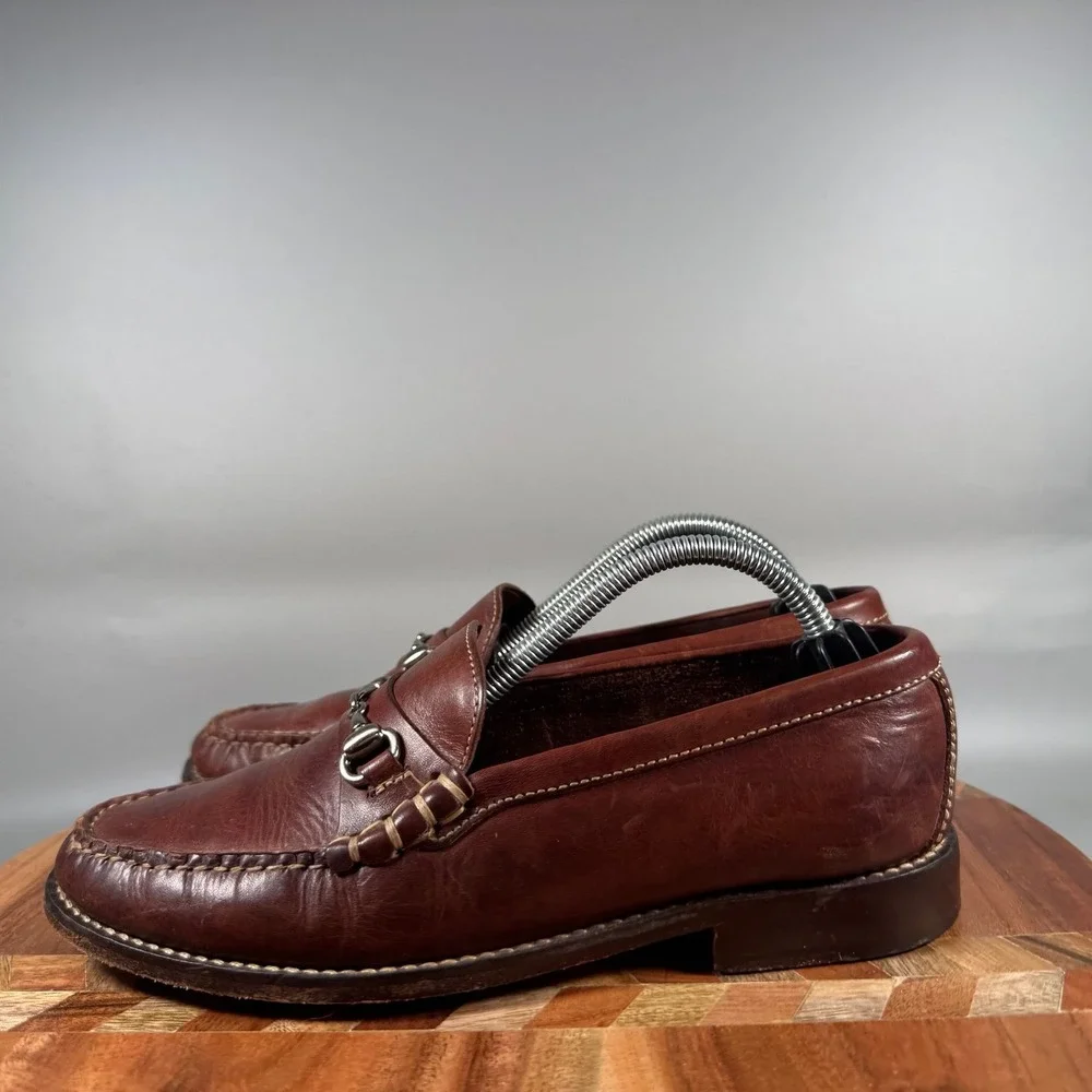 Cole Haan Women Brown Leather Bit Loafers Handsewn Moccasin Shoes 7.5 B Brazil